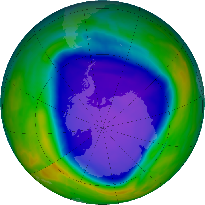 Antarctic ozone map for 01 October 2008